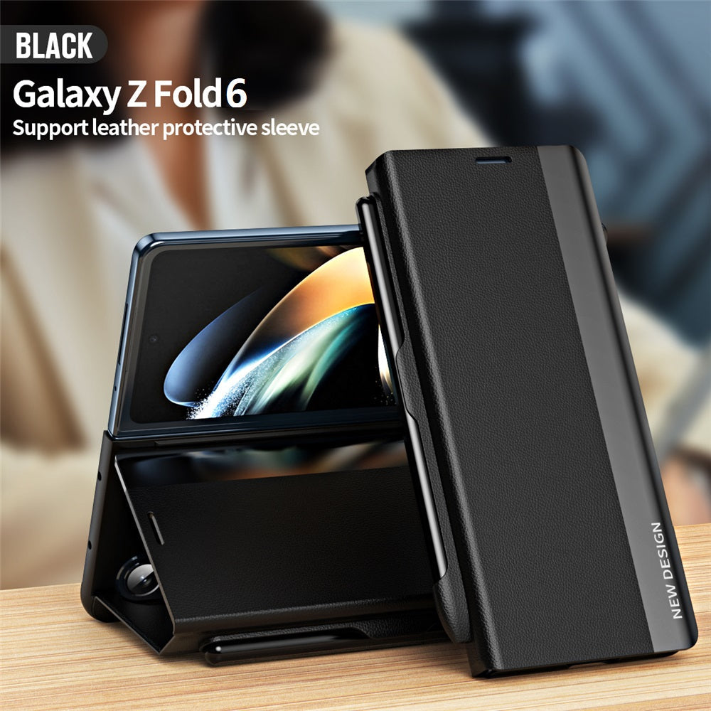 Samsung Galaxy Z Fold 6 Shockproof Leather Flip Case with Pen