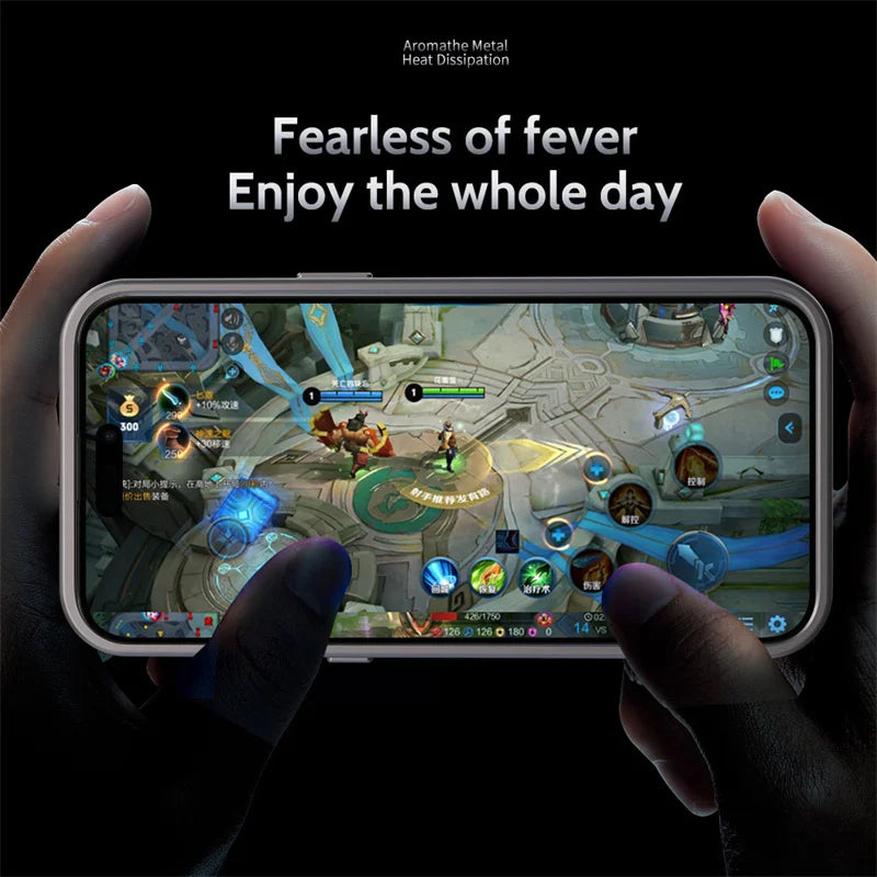 iPhone 15 Pro Max Metal Heat Dissipation Pure Aluminum Cooling Case with Aroma - Black