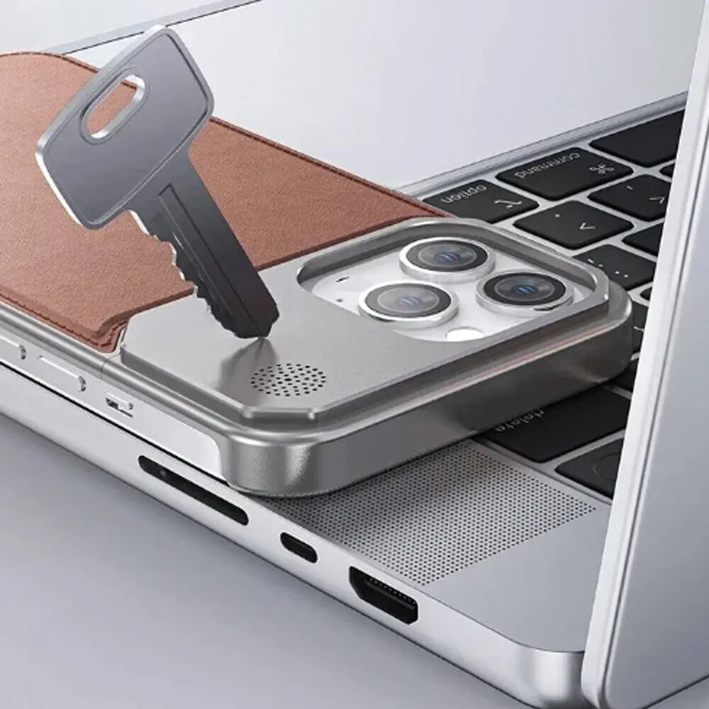 iPhone 15 Pro Max Frameless Metal AeroFLex Aluminum & Leather Case with Aroma