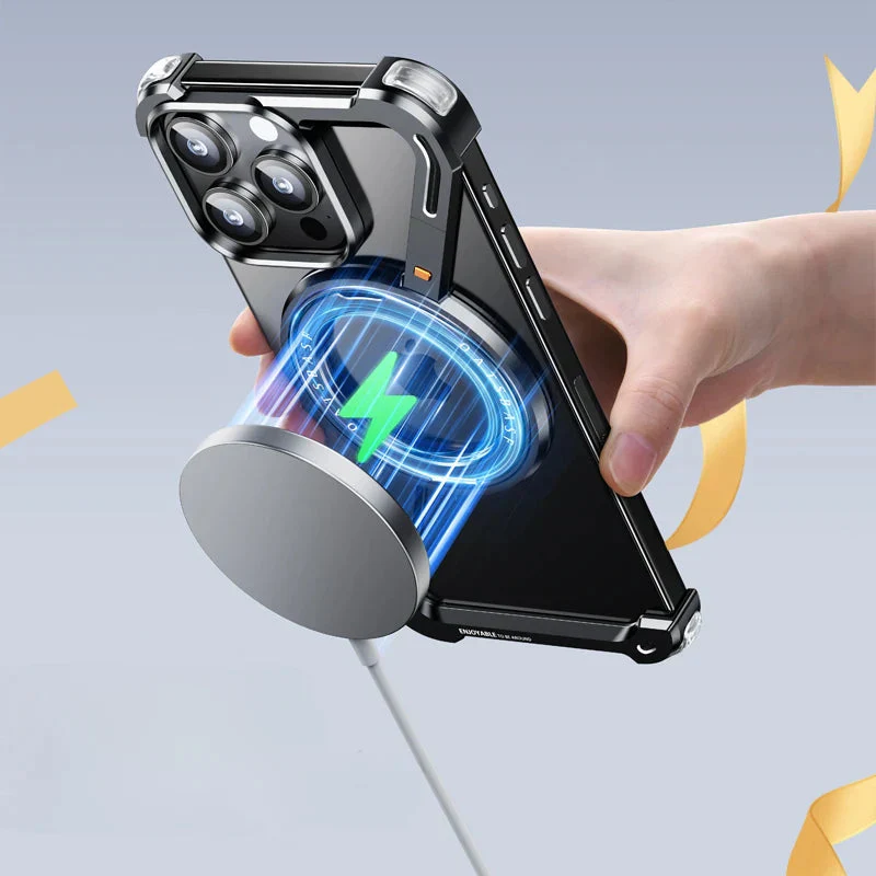 iPhone 16 Pro Max Z Shape Metal Case Frame Less Magnetic Ring with Magsafe - Black