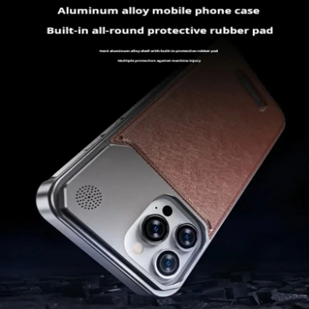 iPhone 15 Pro Max Frameless Metal AeroFLex Aluminum & Leather Case with Aroma
