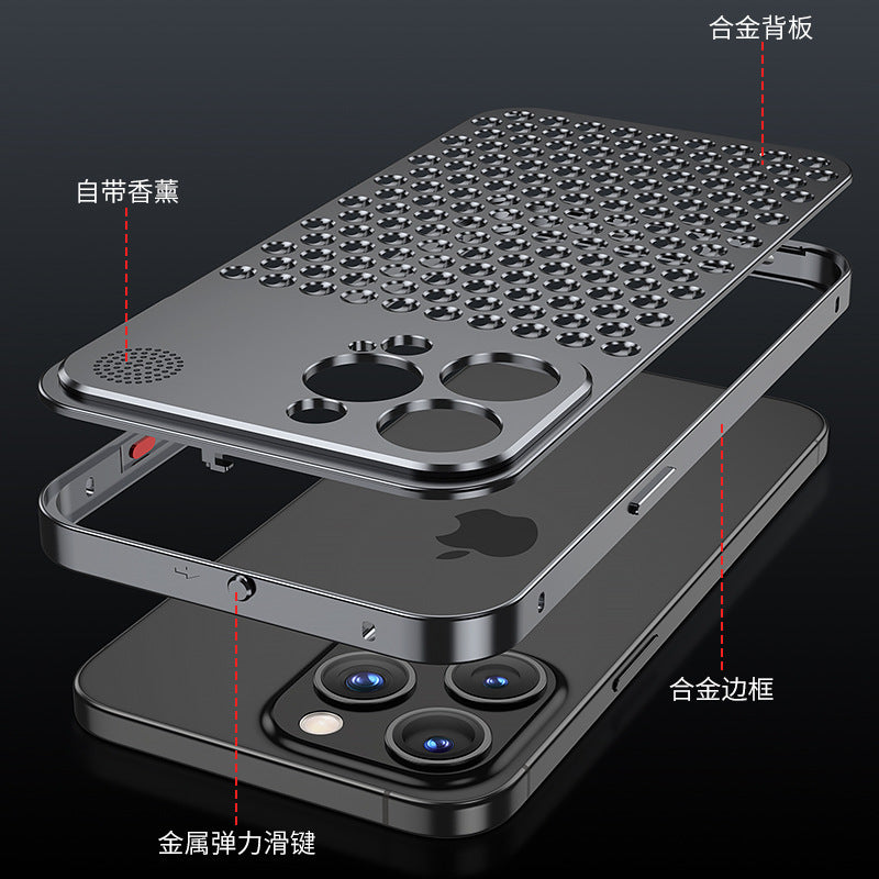 iPhone 15 Pro Max Metal Heat Dissipation Pure Aluminium Cooling Case with Aroma - Titanium
