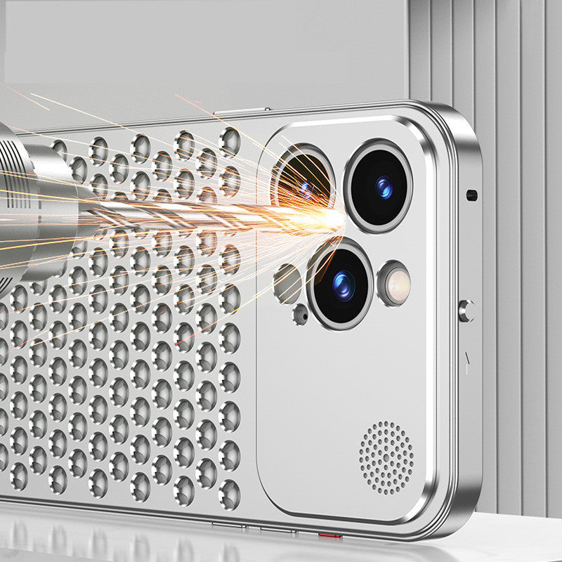 iPhone 15 Pro Max Metal Heat Dissipation Pure Aluminium Cooling Case with Aroma - Titanium