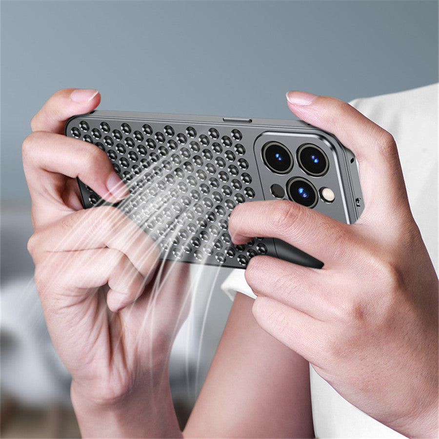 iPhone 15 Pro Max Metal Heat Dissipation Pure Aluminum Cooling Case with Aroma - Titanium