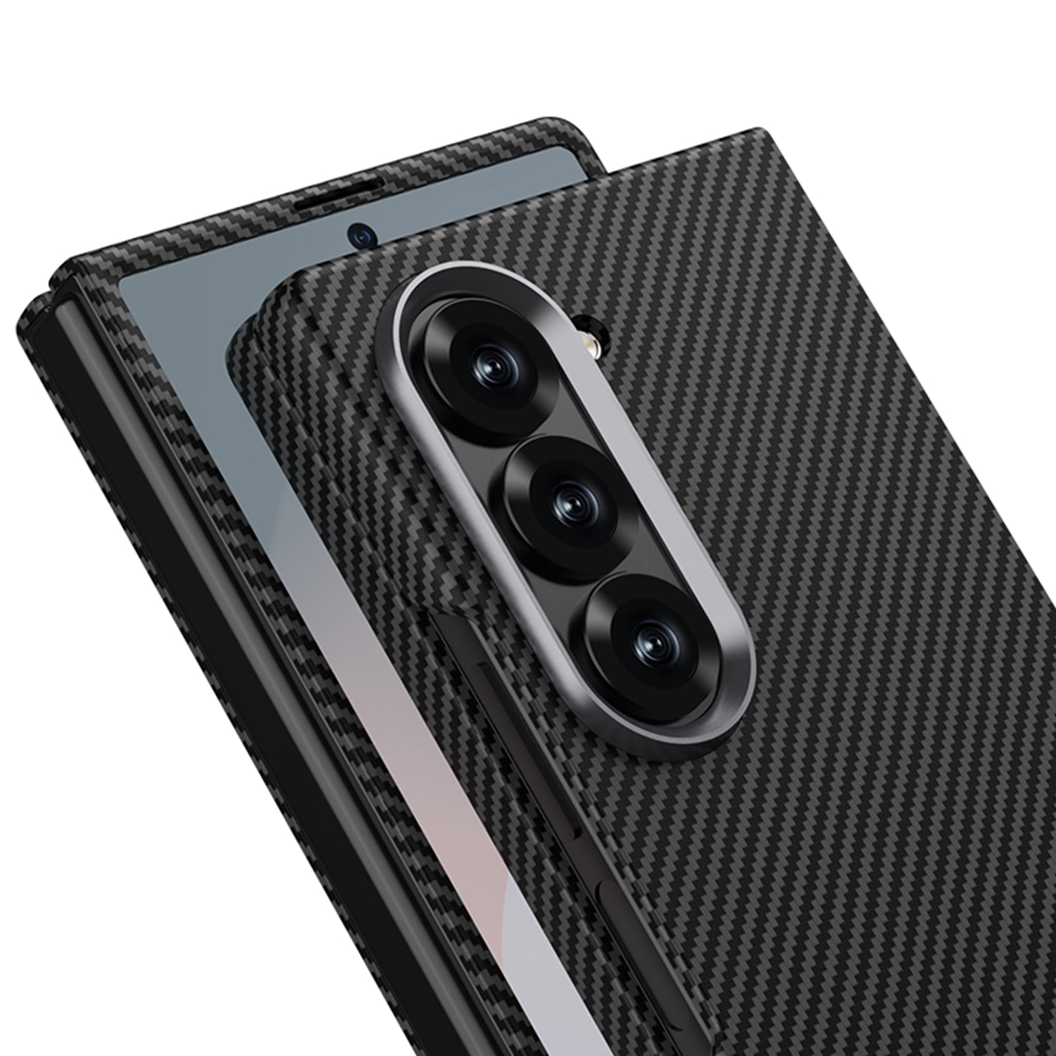 Samsung Galaxy Z Fold 6 GKK Ultra-thin Carbon Fiber Texture Case with Inbuilt Glass Protection