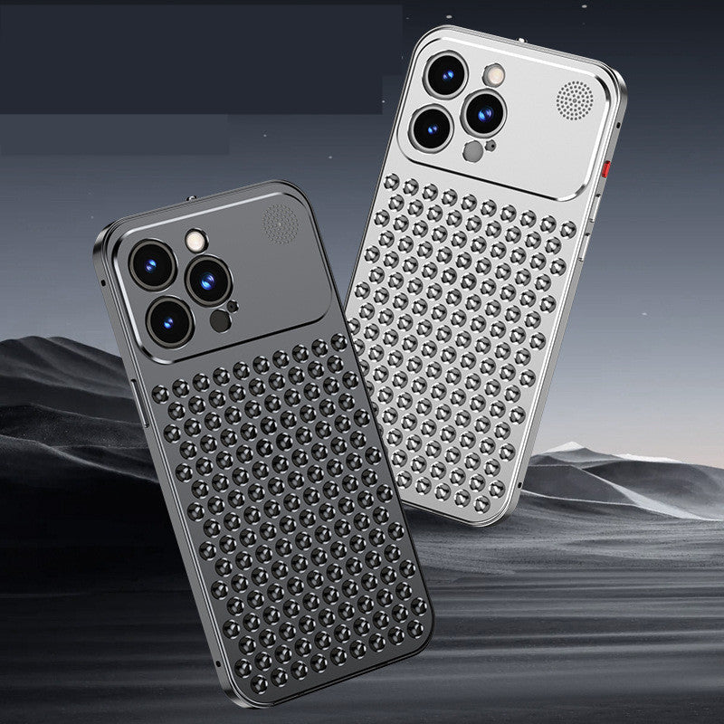 iPhone 15 Pro Max Metal Heat Dissipation Pure Aluminium Cooling Case with Aroma - Titanium