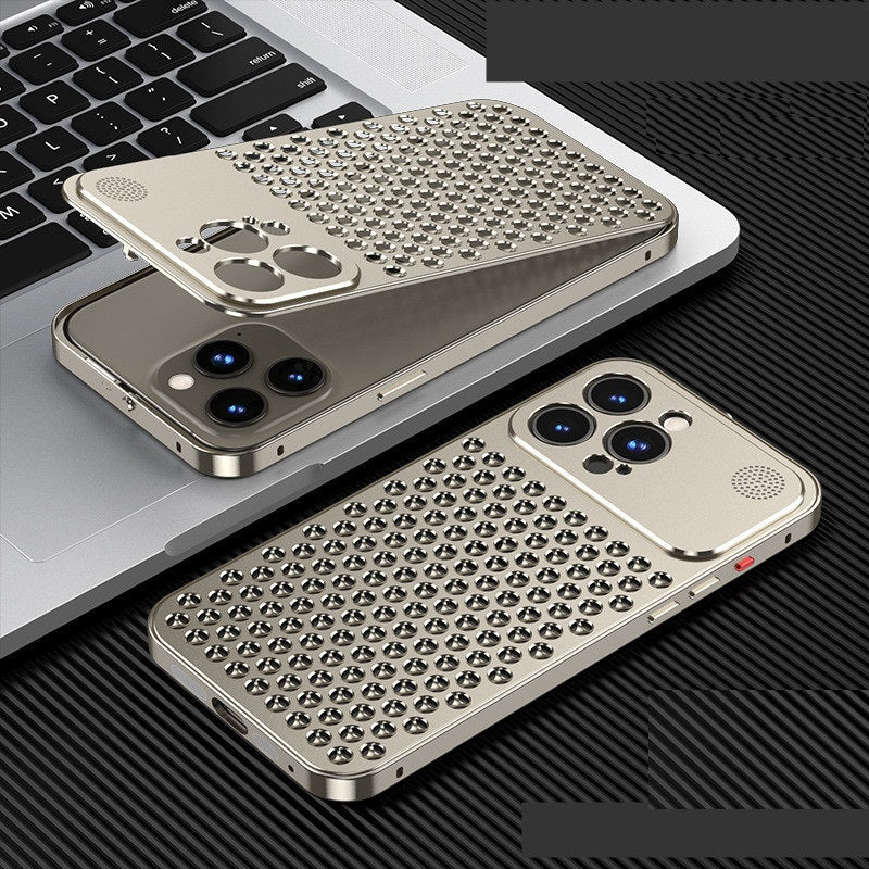 iPhone 15 Pro Max Metal Heat Dissipation Pure Aluminum Cooling Case with Aroma - Titanium