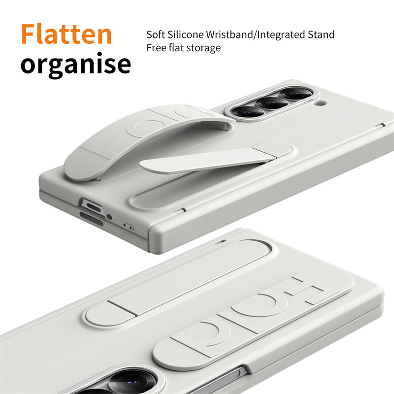 Samsung Galaxy Z Fold 6 Skin Feel Case with Silicon Band, Stand & HInge Protection
