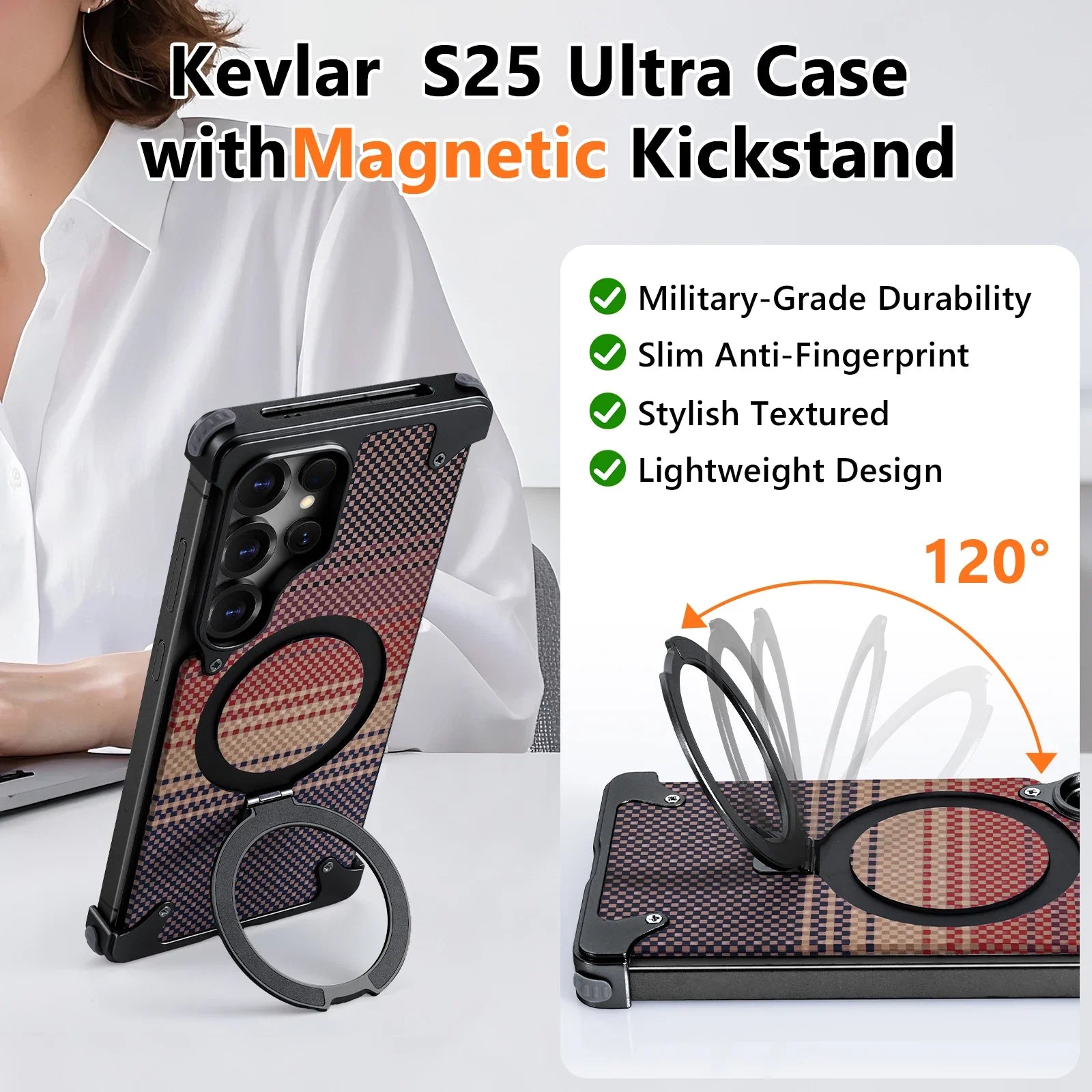 Samsung Galaxy S25 Ultra Metal Bumper Case with Magsafe and Stand - Titanium Gray
