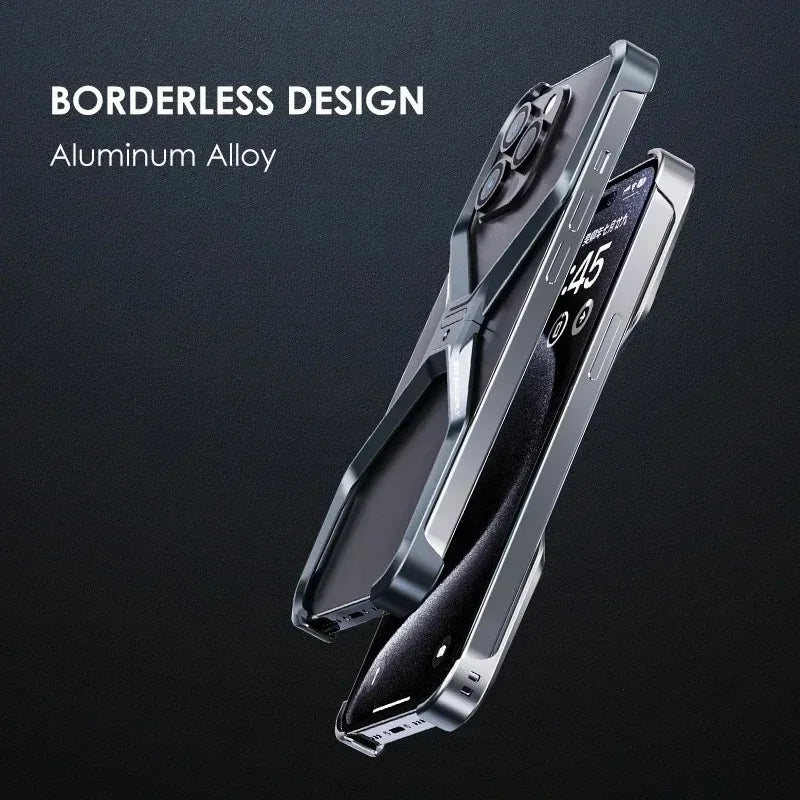 iPhone 15 Pro Max Metal Rimless Titanium Aluminum Alloy Heat Dissipation Bumper Case - Titanium