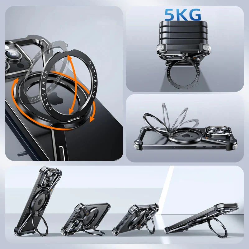 iPhone 16 Pro Max Z Shape Metal Case Frame Less Magnetic Ring with Magsafe - Black