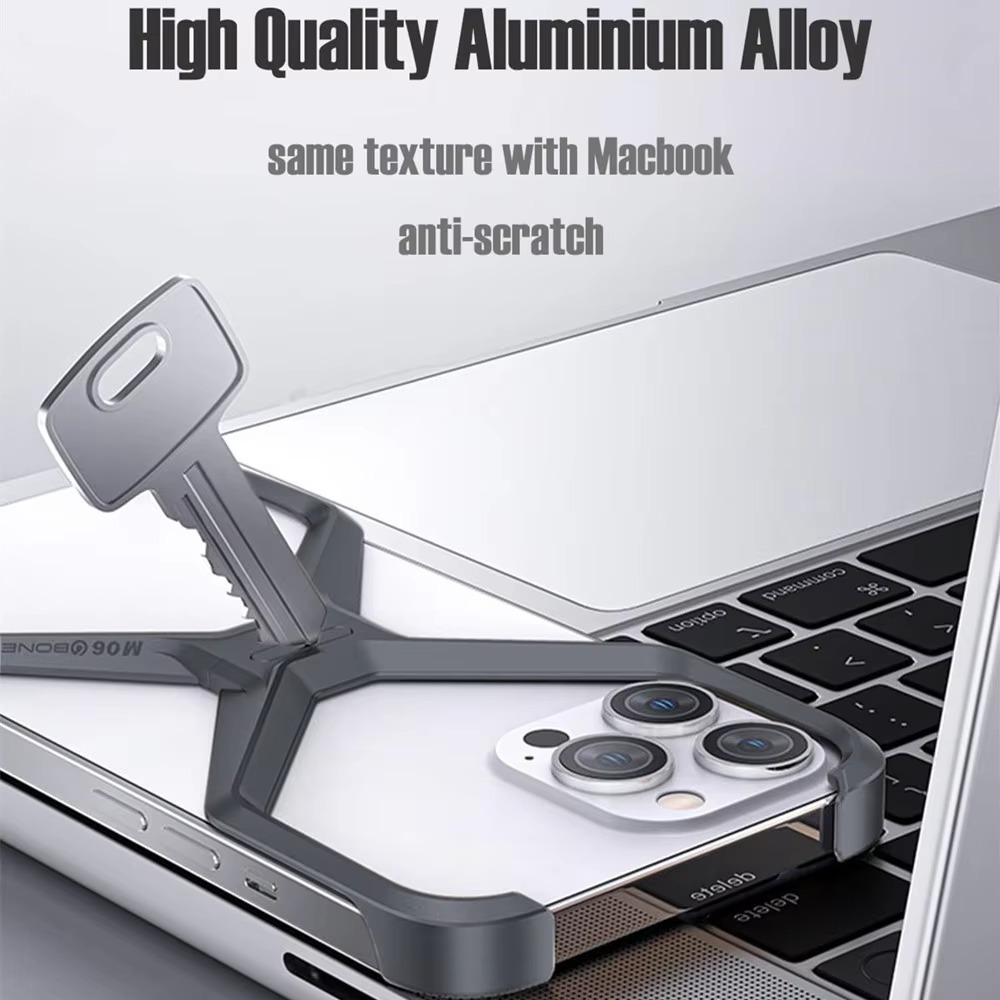 iPhone 16 Pro Max Rimless Metal Alloy Aluminum Bumper Case - Gray