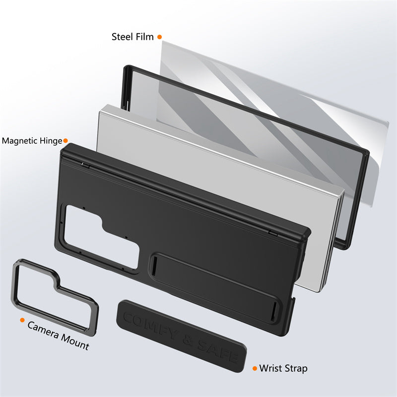 Samsung Galaxy Z Fold7 Skin Feel Hard Case with Silicon Strap, Hinge & Front Glass