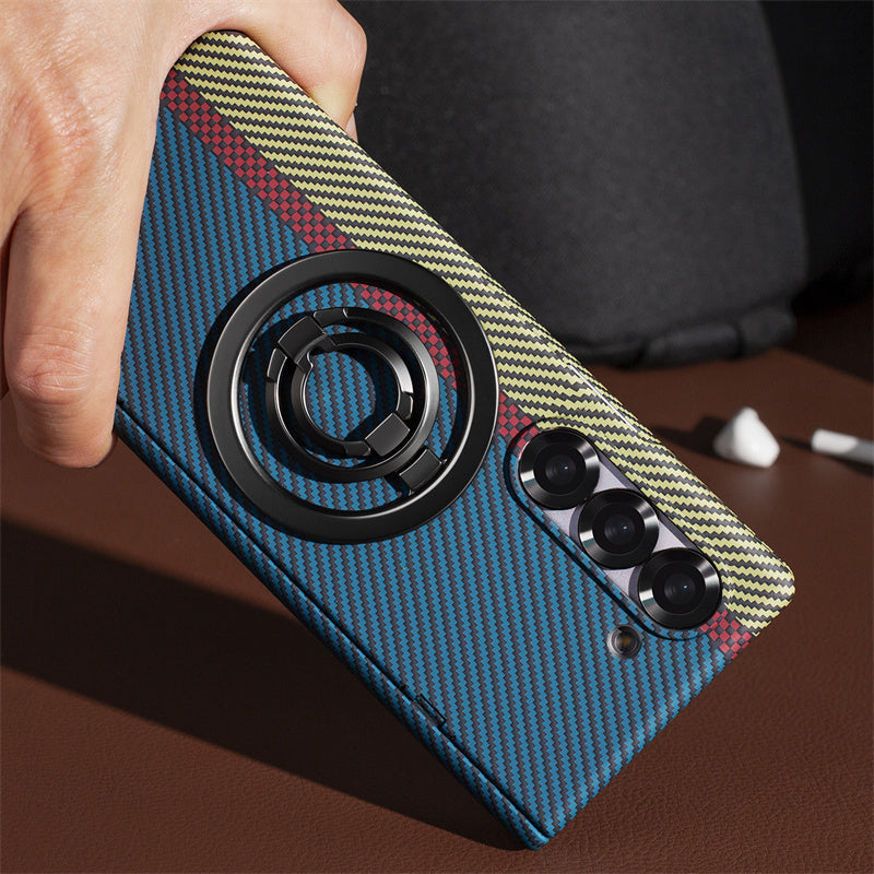 Samsung Galaxy Z Fold 6 Dual Shade Carbon Case with HInge & Glass Protection (Detachable Magfit Stand Included)
