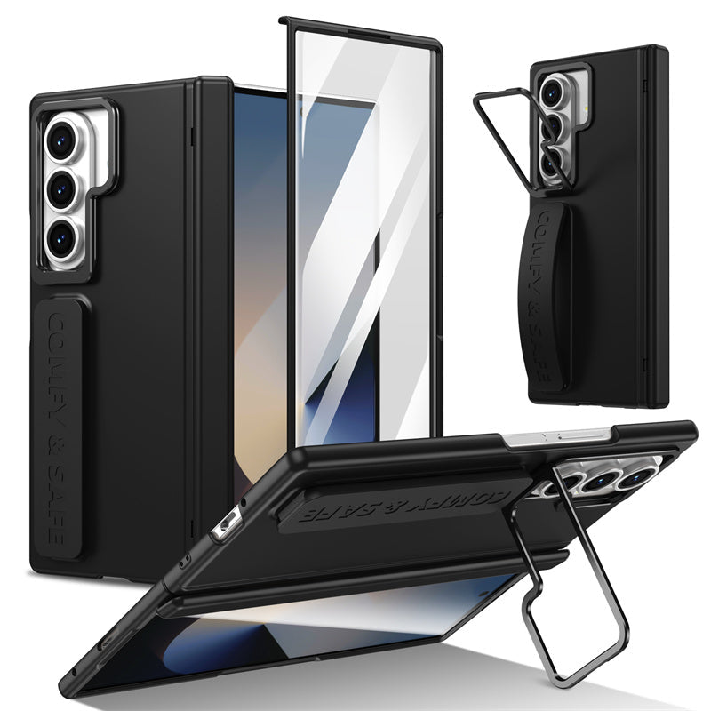 Samsung Galaxy Z Fold7 Skin Feel Hard Case with Silicon Strap, Hinge & Front Glass