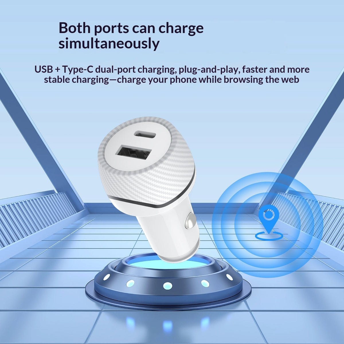 Dual-Port Car Charger with Built-in Item Tracker, photo 3