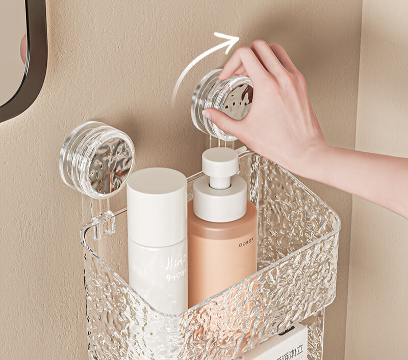 Wall Mounted Suction Cup Tissue and Cosmetics Storage Box