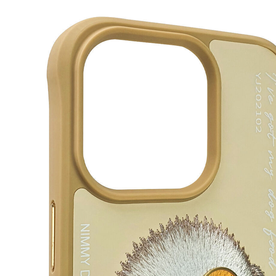 Nimmy Embroidery for iPhone 14 TPU+PU Leather Shockproof Glass Case-Rich Woman