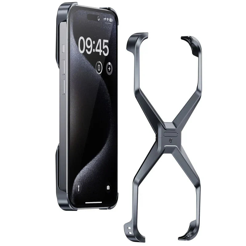 iPhone 16 Pro Max Metal Alloy X Shape Bumper Case - Gray