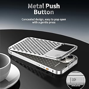 iPhone 15 Pro Max Metal Heat Dissipation Pure Aluminum Cooling Case with Aroma - Black