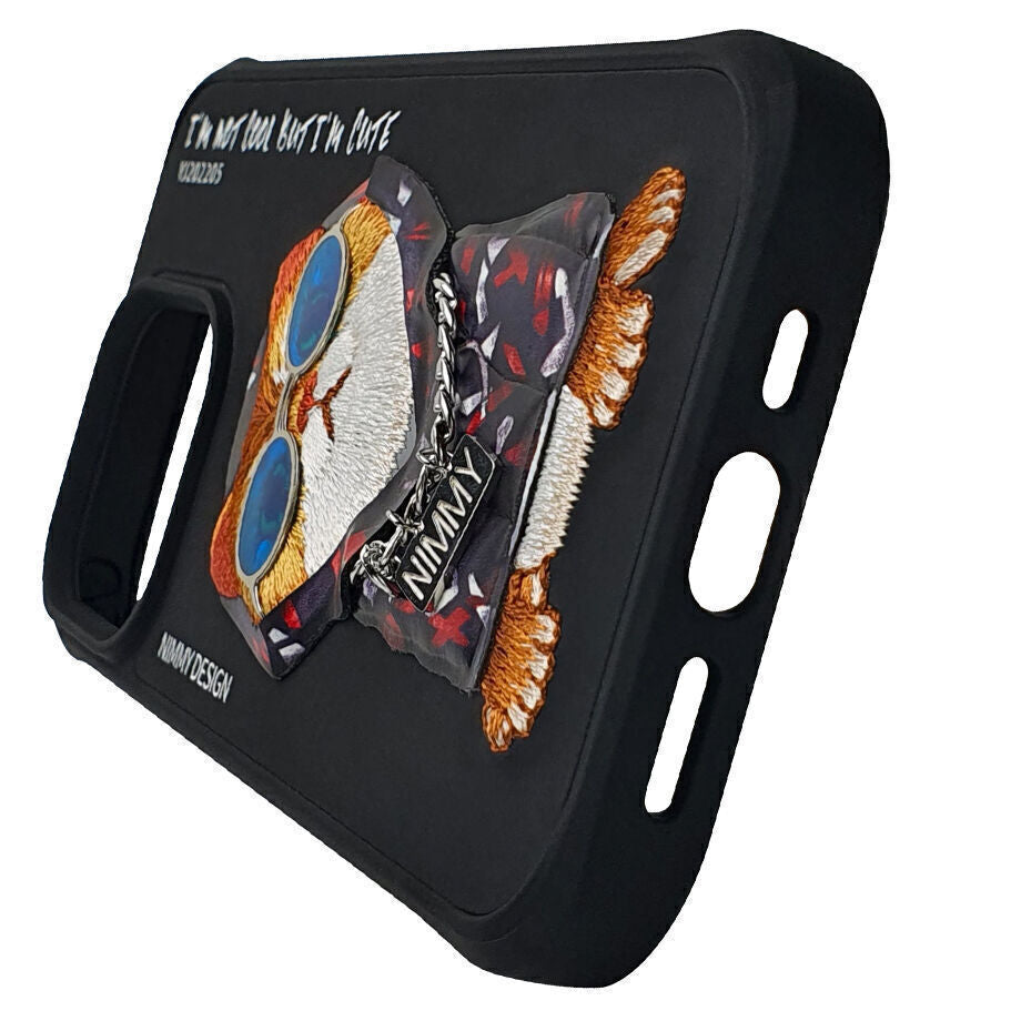 Nimmy Embroidery for iPhone 14 TPU+PU Leather Shockproof Glass Case-Hipstar Man