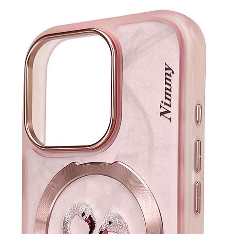 Nimmy Design Dreamy Animal Series Magnetic Safe Case for Apple iPhone 16 Pro 3D Embroidery Anti-Slip Scratch Resistant Protective Cover (Swans)