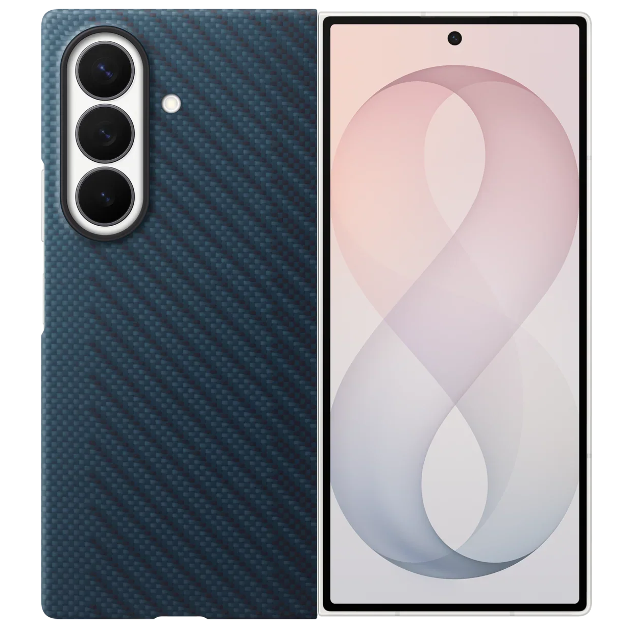 Samsung Z Fold8 Ultra Carbon Case, 0.8mm Slim Carbon Fiber Cover with Magsafe and Logo - Blue
