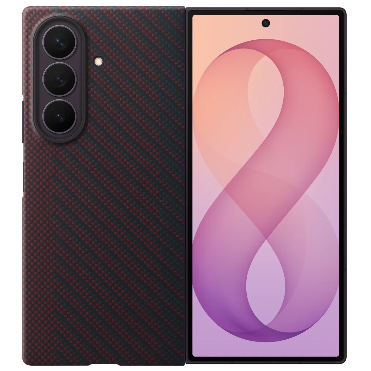Samsung Z Fold8 Ultra Carbon Case, 0.8mm Slim Carbon Fiber Cover with Magsafe and Logo - Wine