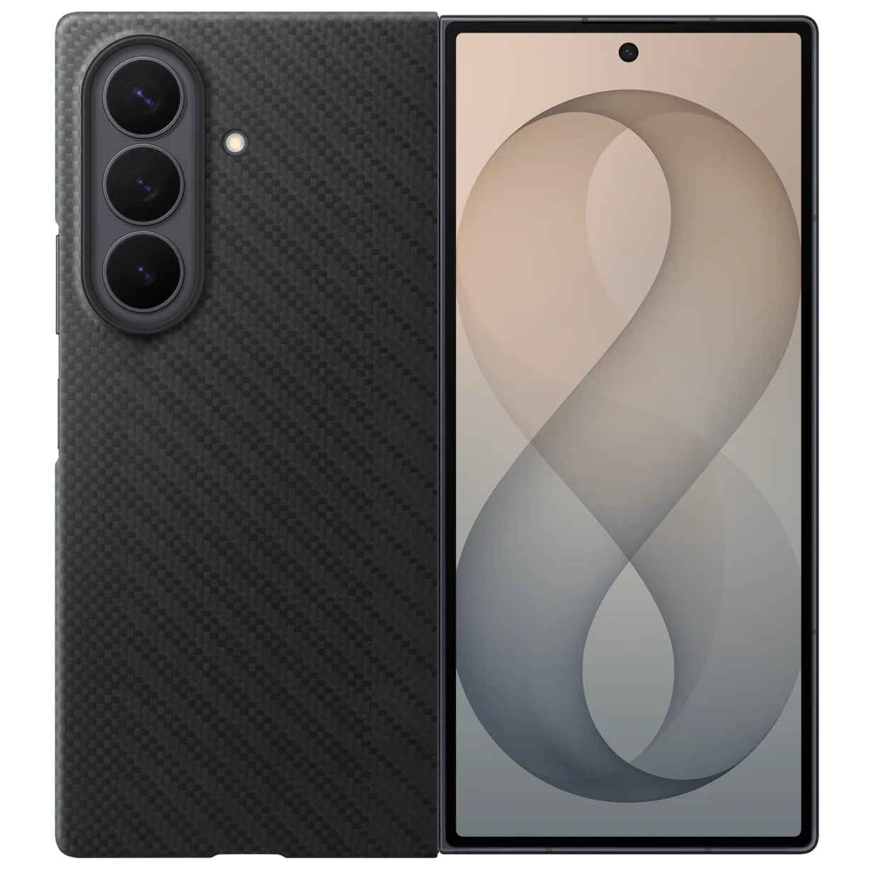 Samsung Z Fold8 Ultra Carbon Case, 0.8mm Slim Carbon Fiber Cover with Magsafe and Logo - Black