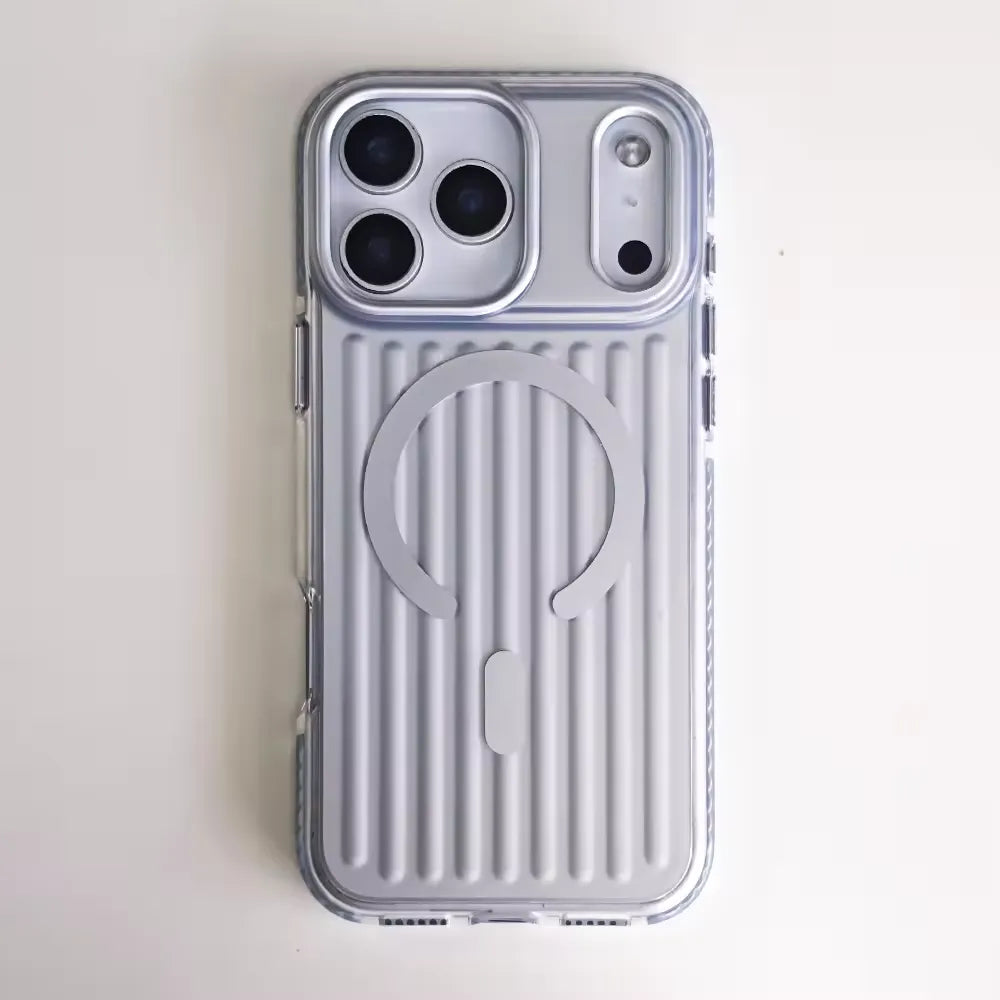 Frosted Grooved MagSafe Case, White, back view