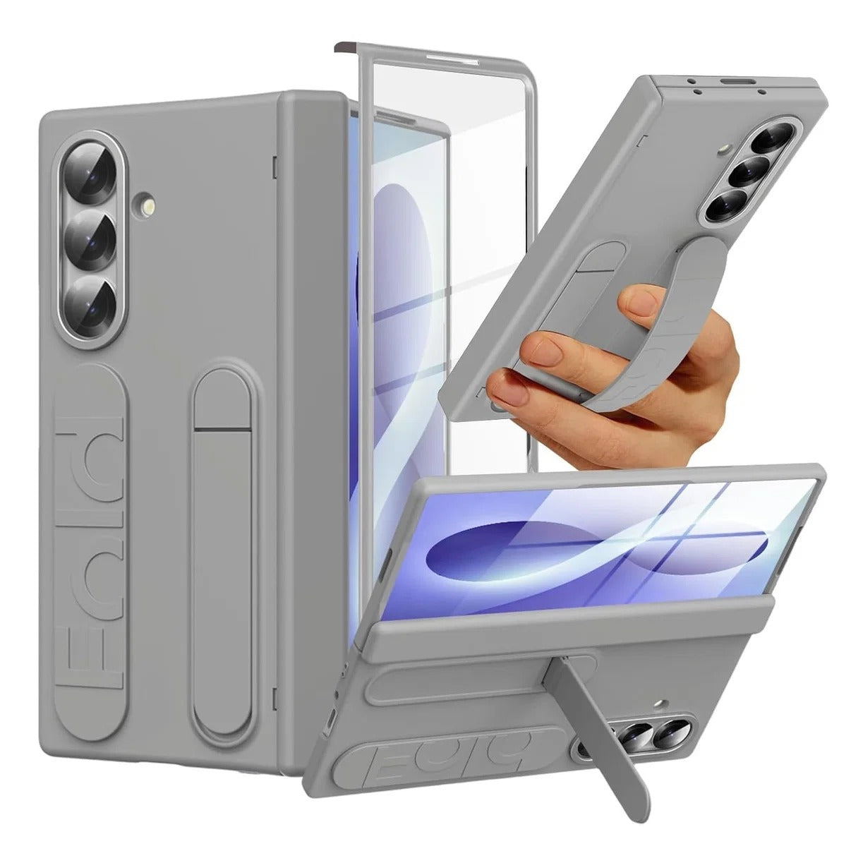 Samsung Galaxy Z Fold 6 Skin Feel Case with Silicon Band, Stand & HInge Protection