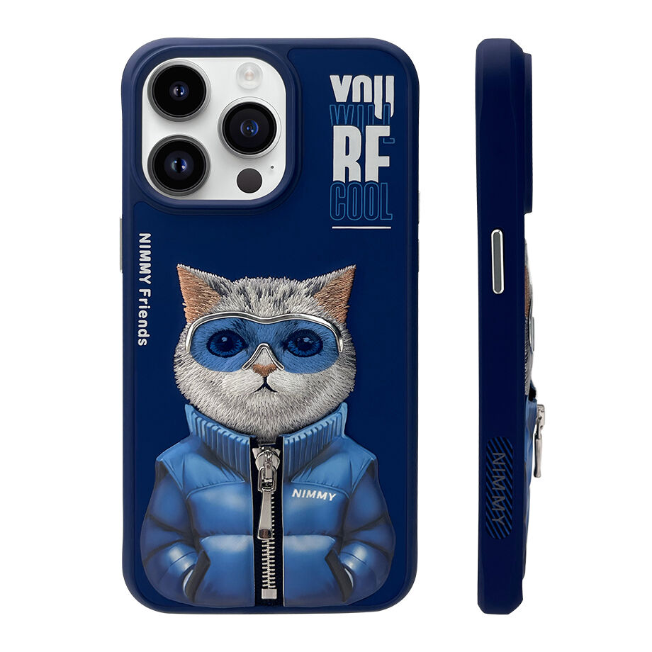 iPhone 14 Pro Max Nimmy Official Embroidery Jacket Series Case Cover - Cat