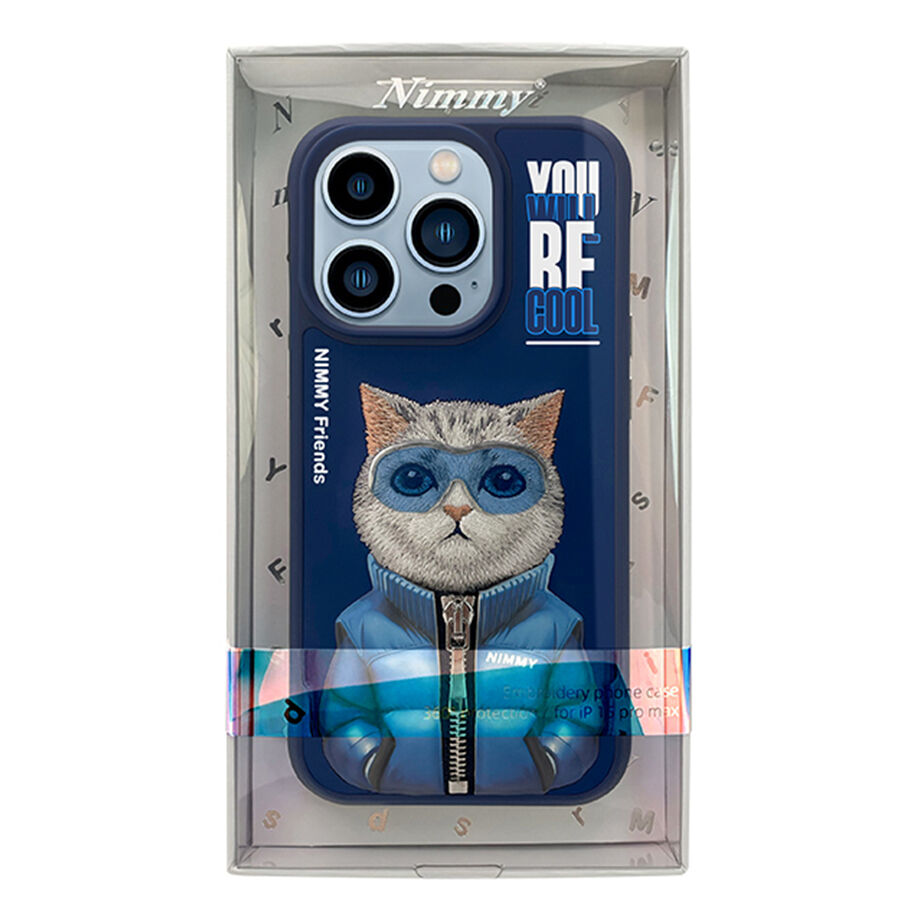 iPhone 14 Pro Max Nimmy Official Embroidery Jacket Series Case Cover - Cat