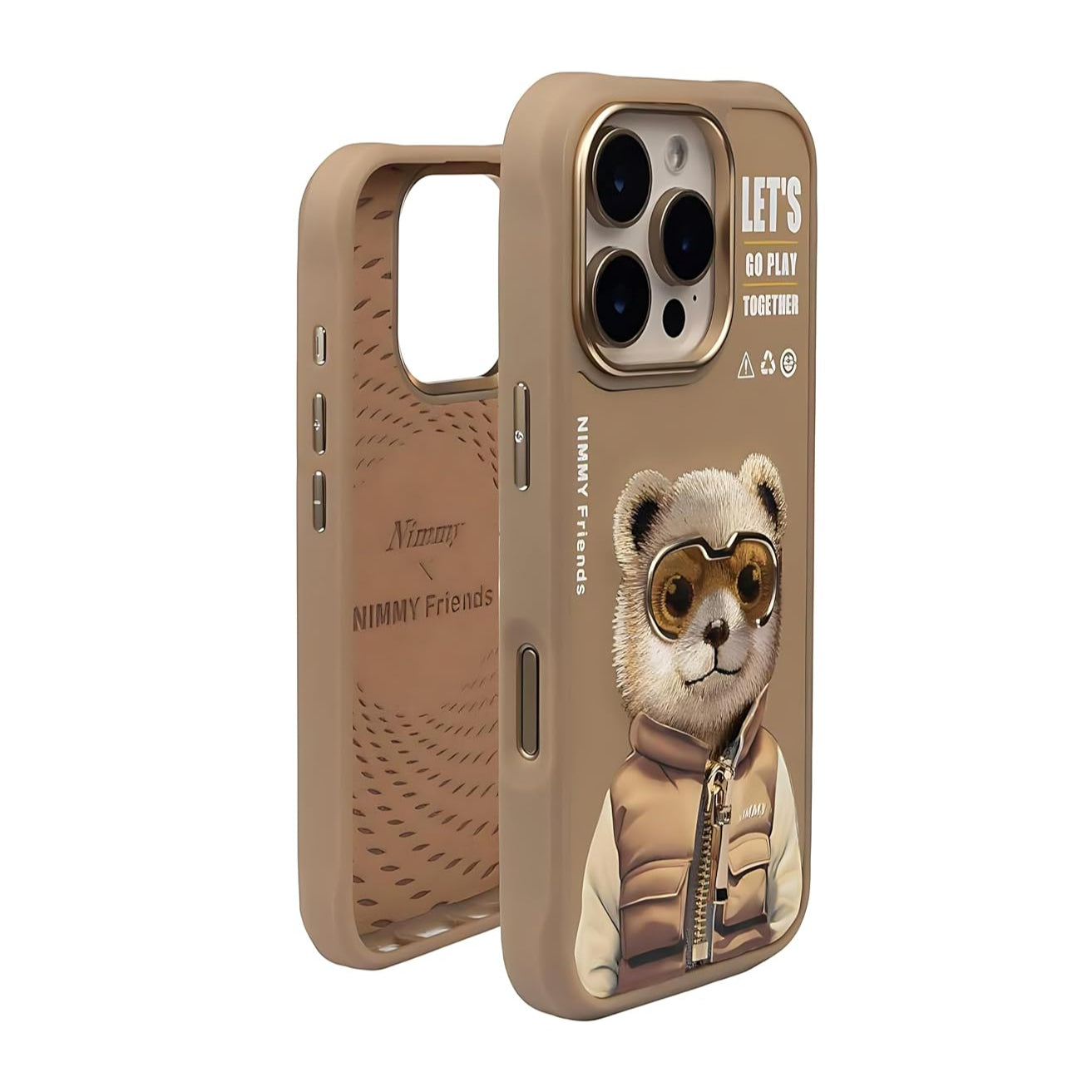 iPhone 16 Pro Nimmy 3D Embroidery Winter Jacket Teddy Series Case - Desert Brown
