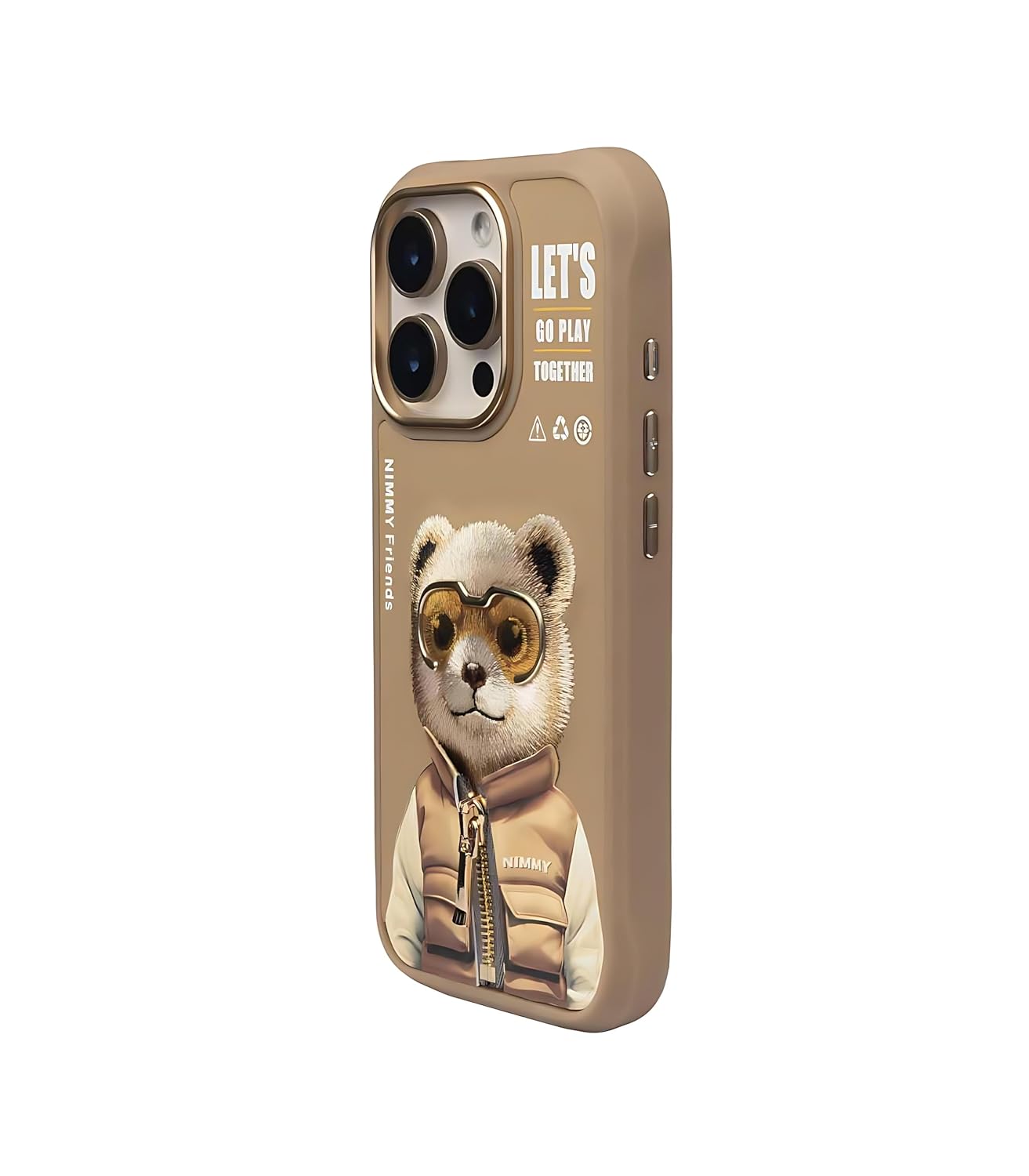 iPhone 16 Pro Max Nimmy 3D Embroidery Winter Jacket Teddy Series Case - Desert Brown