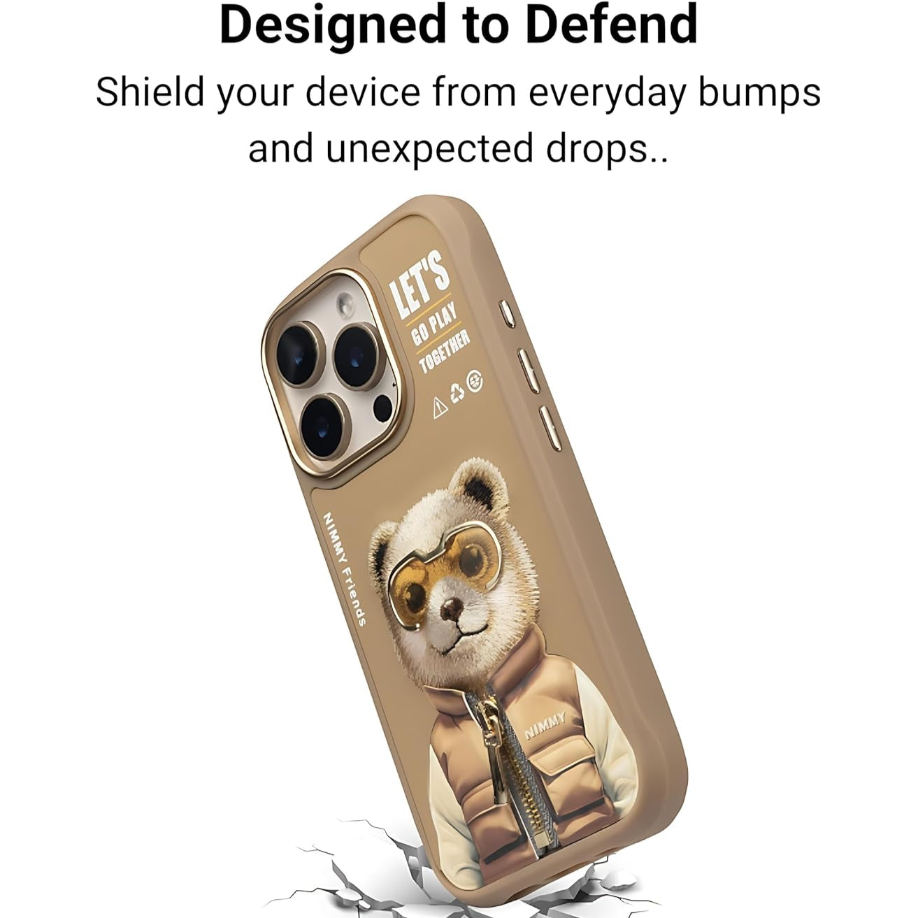 iPhone 16 Pro Nimmy 3D Embroidery Winter Jacket Teddy Series Case - Desert Brown