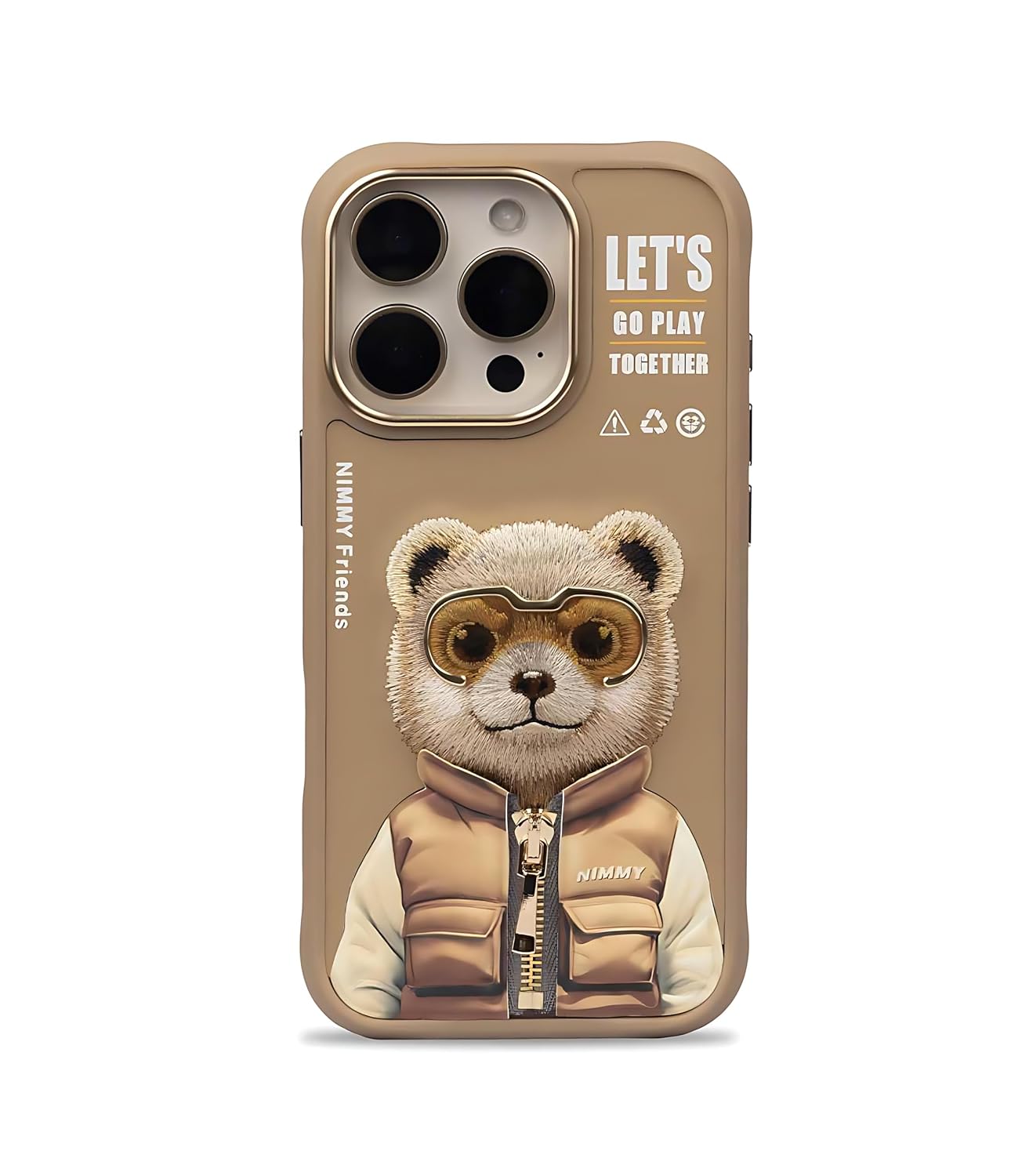 iPhone 16 Pro Max Nimmy 3D Embroidery Winter Jacket Teddy Series Case - Desert Brown