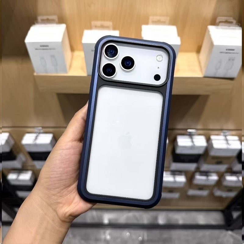 iPhone 17 Pro Kzdoo ARCE Case Series Aluminum Bumper Transparent Back Cover - Blue