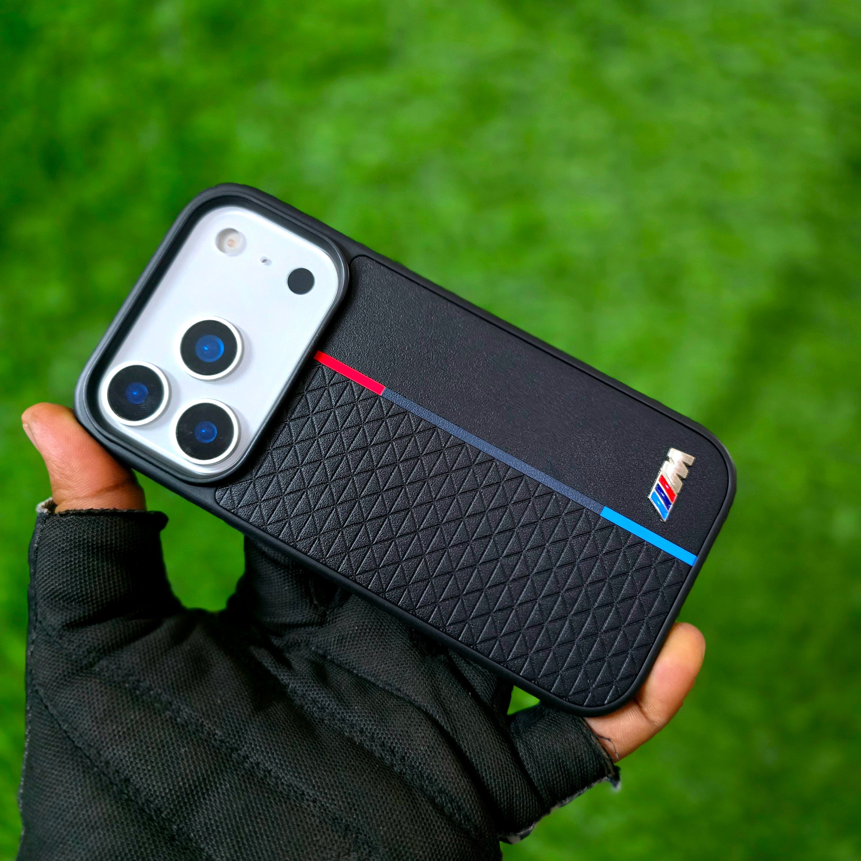 iPhone 17 Pro BMW Case, BMW M Sport Performance Series Leather Back cover - Black