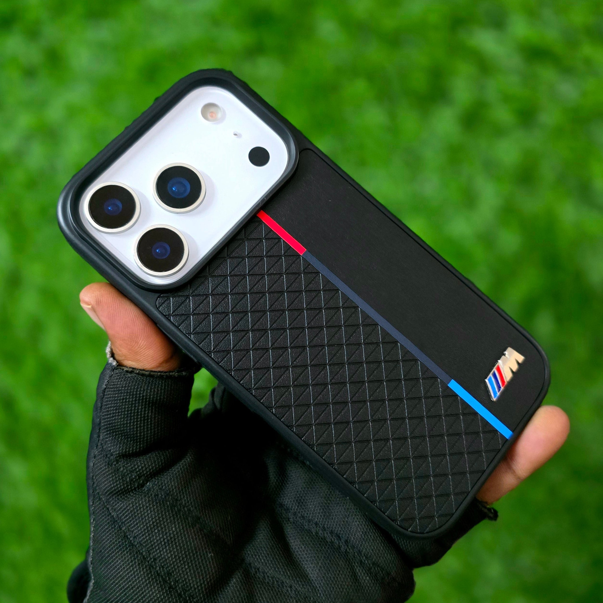 iPhone 17 Pro BMW Case, BMW M Sport Performance Series Leather Back cover - Black