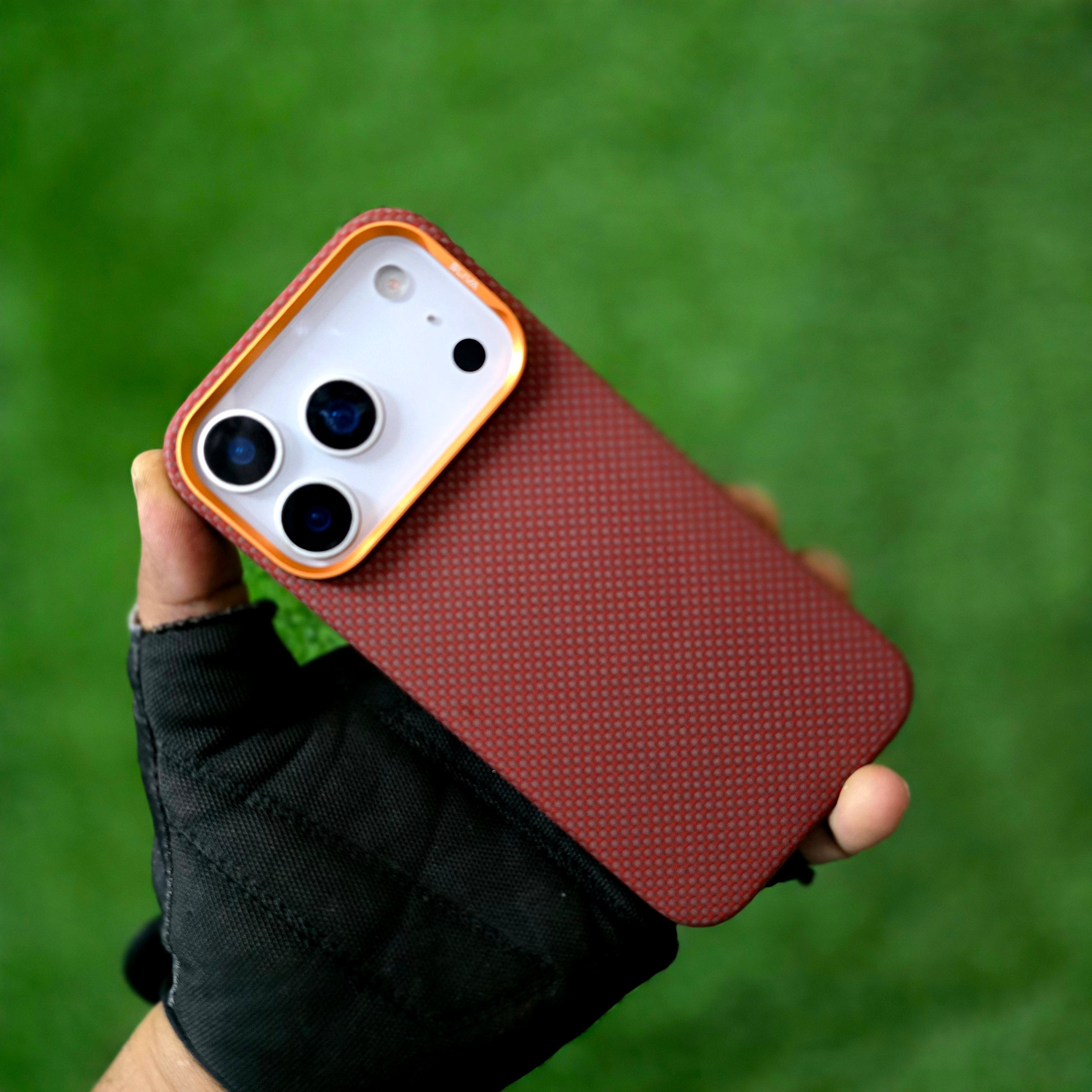 iPhone 17 Pro 0.4mm Thin Original SLIVA Real Aramid Carbon Fiber Case with Magsafe - Orange