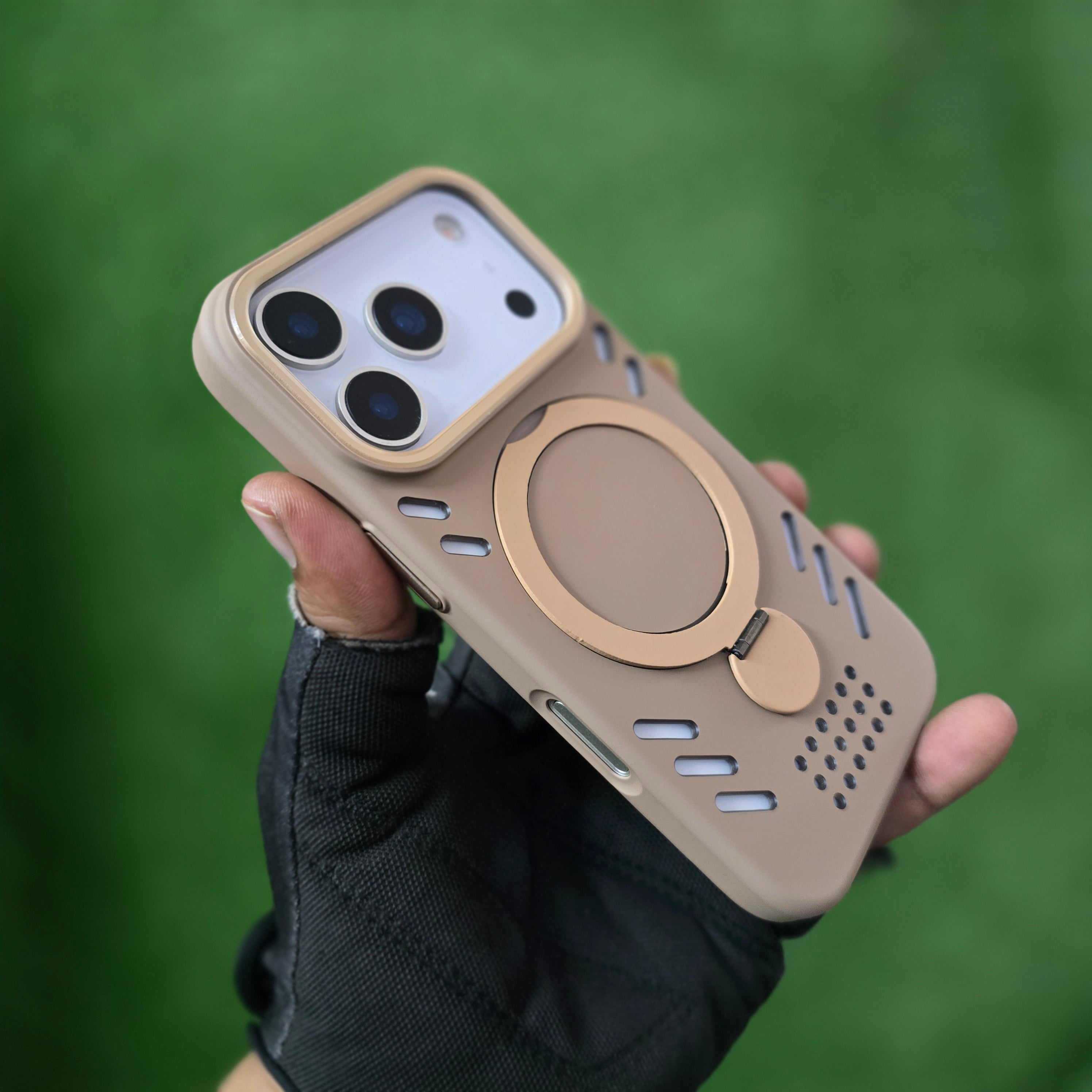 iPhone 17 Pro Max Heat Dispense Cover 360° Rotatable Stand with Magsafe - Desert Titanium