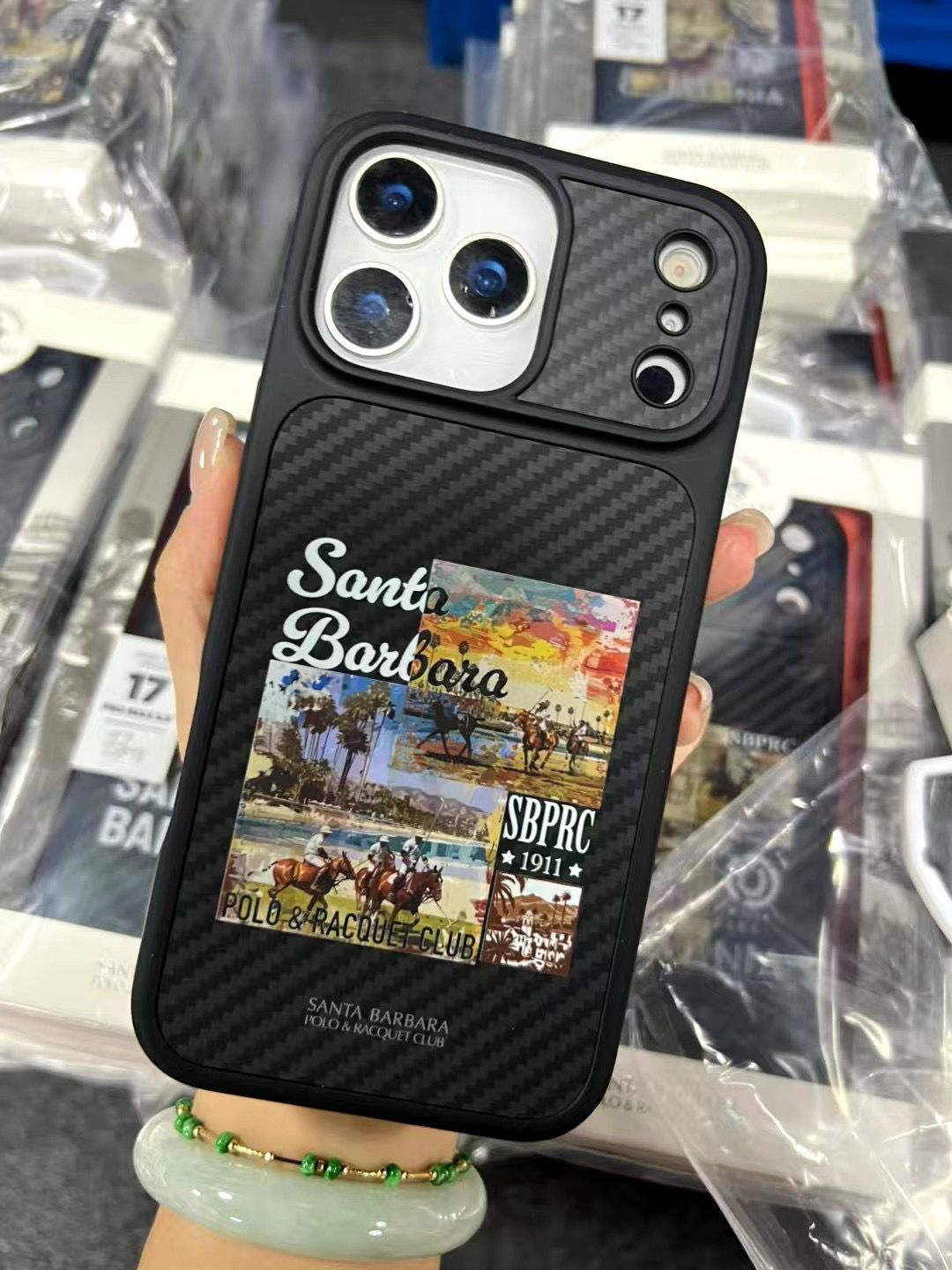 iPhone 17 Pro Max Carbon Fiber Original Santa Barbara Polo Club Elvish Series Back Cover - Polo Club