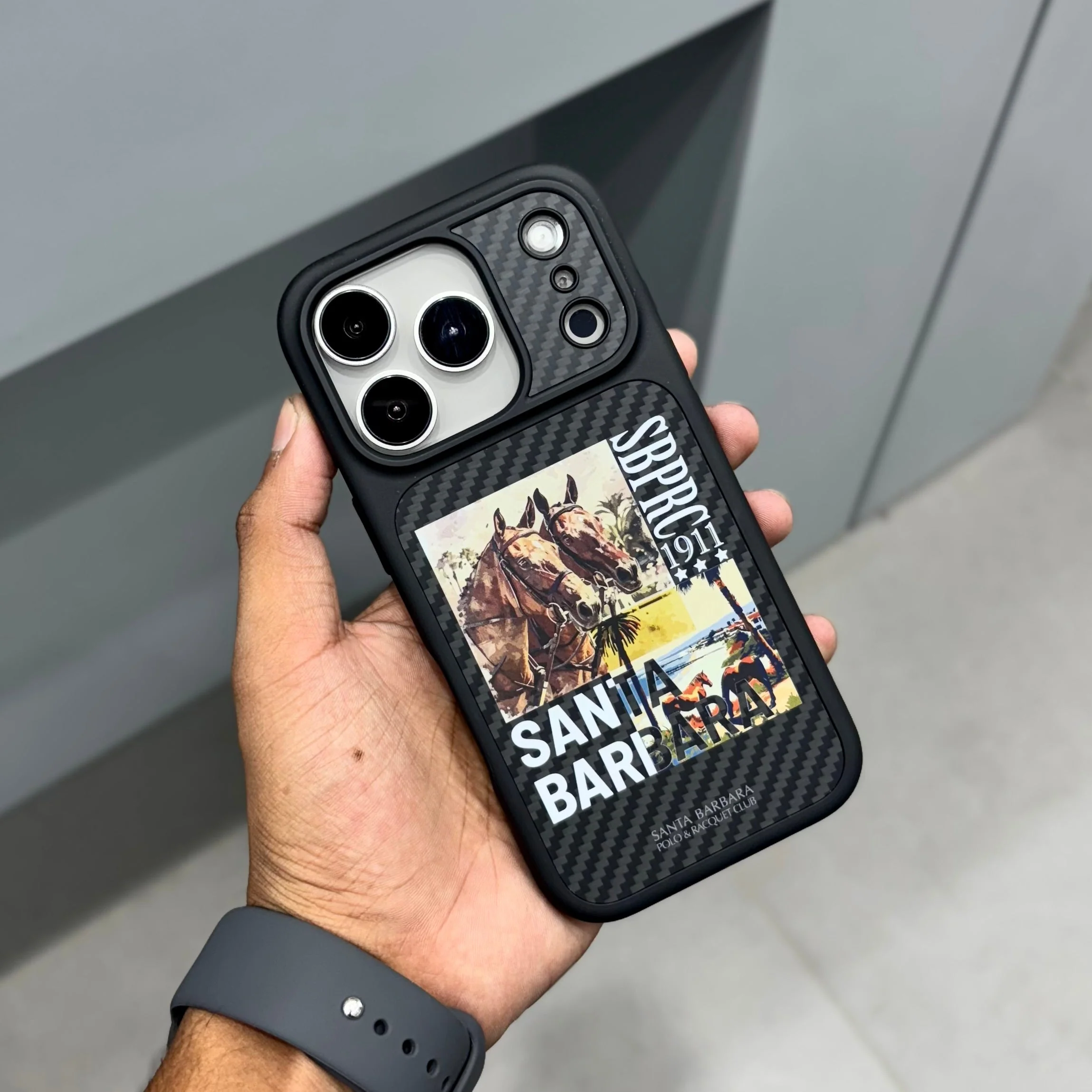 iPhone 17 Pro Carbon Fiber Original Santa Barbara Polo Club Elvish Series Back Cover - Race Course