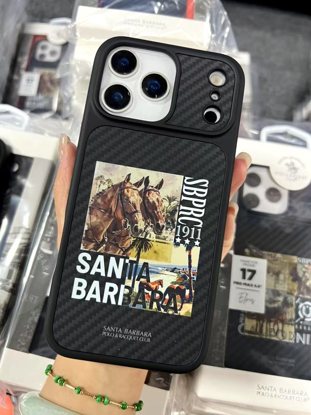 iPhone 17 Pro Max Carbon Fiber Original Santa Barbara Polo Club Elvish Series Back Cover - Race Course