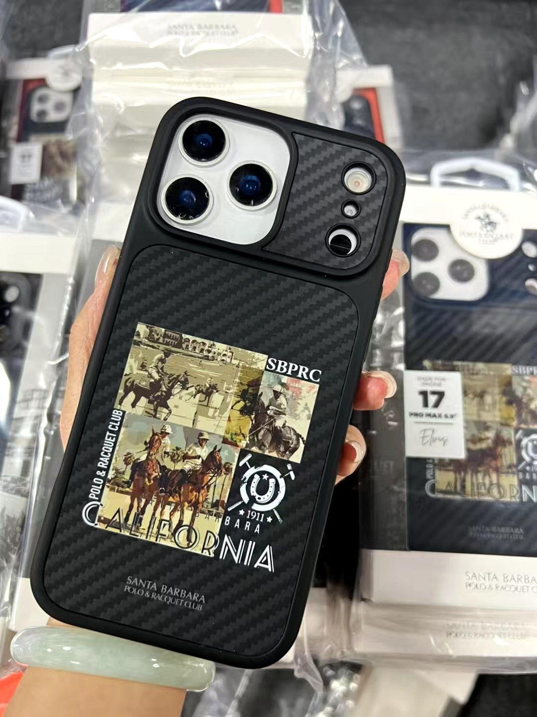 iPhone 17 Pro Carbon Fiber Original Santa Barbara Polo Club Elvish Series Back Cover - California