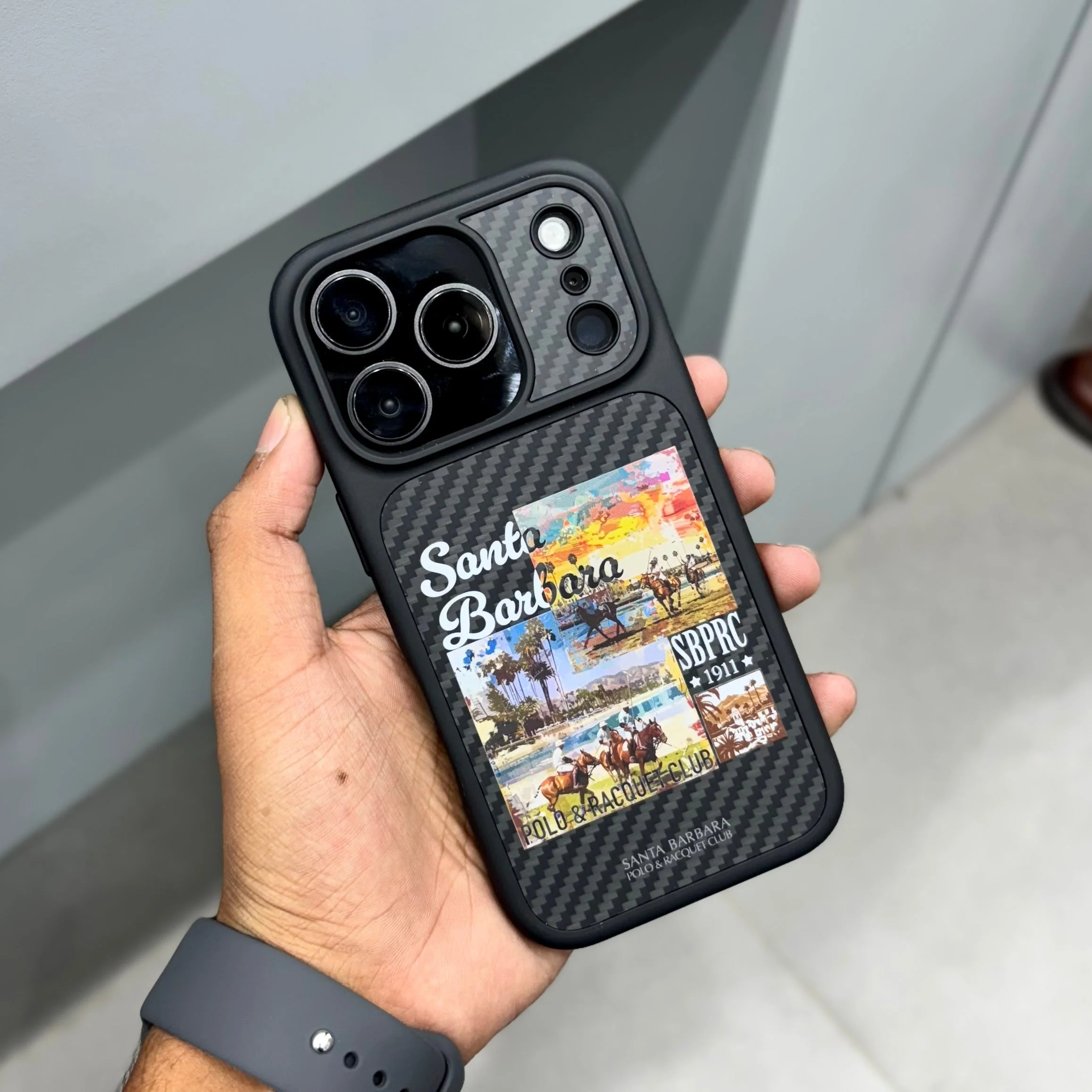 iPhone 17 Pro Carbon Fiber Original Santa Barbara Polo Club Elvish Series Back Cover - Polo Club