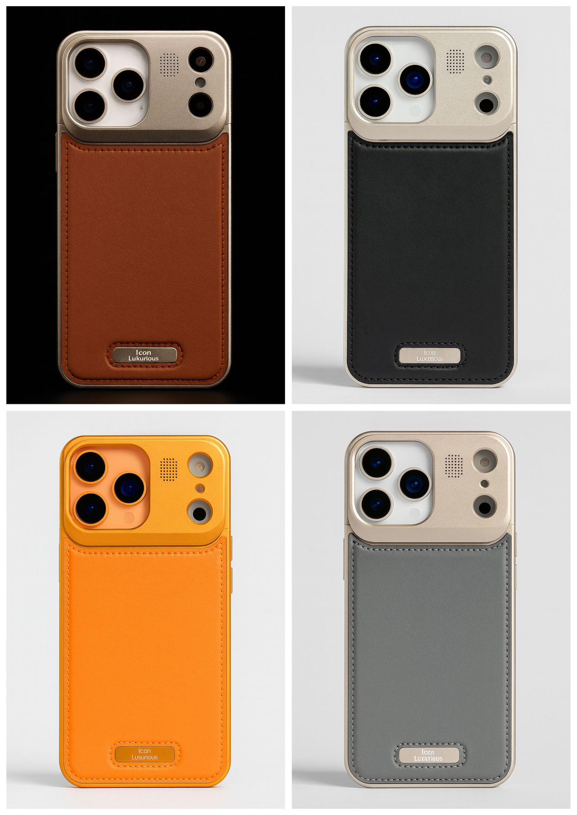 iPhone 17 Pro Metal Case, AeroFLex Aluminum + Leather Case with Aroma Perfume Cover with Magsafe - Grey