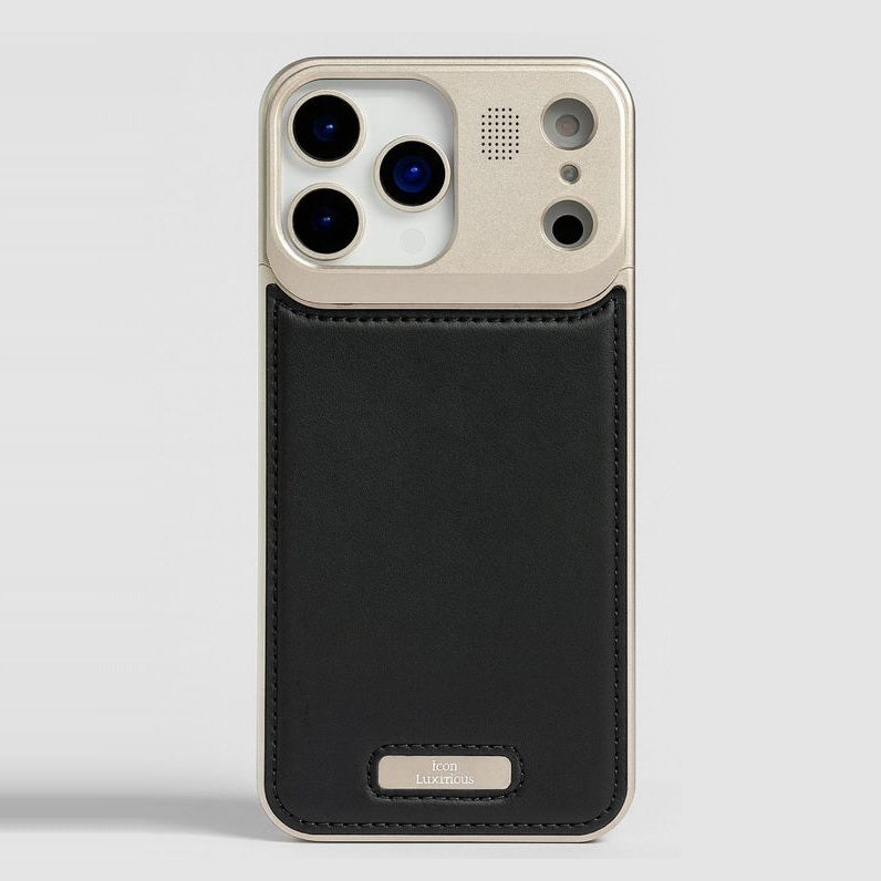 iPhone 17 Pro Metal Case, AeroFLex Aluminum + Leather Case with Aroma Perfume Cover with Magsafe - Black