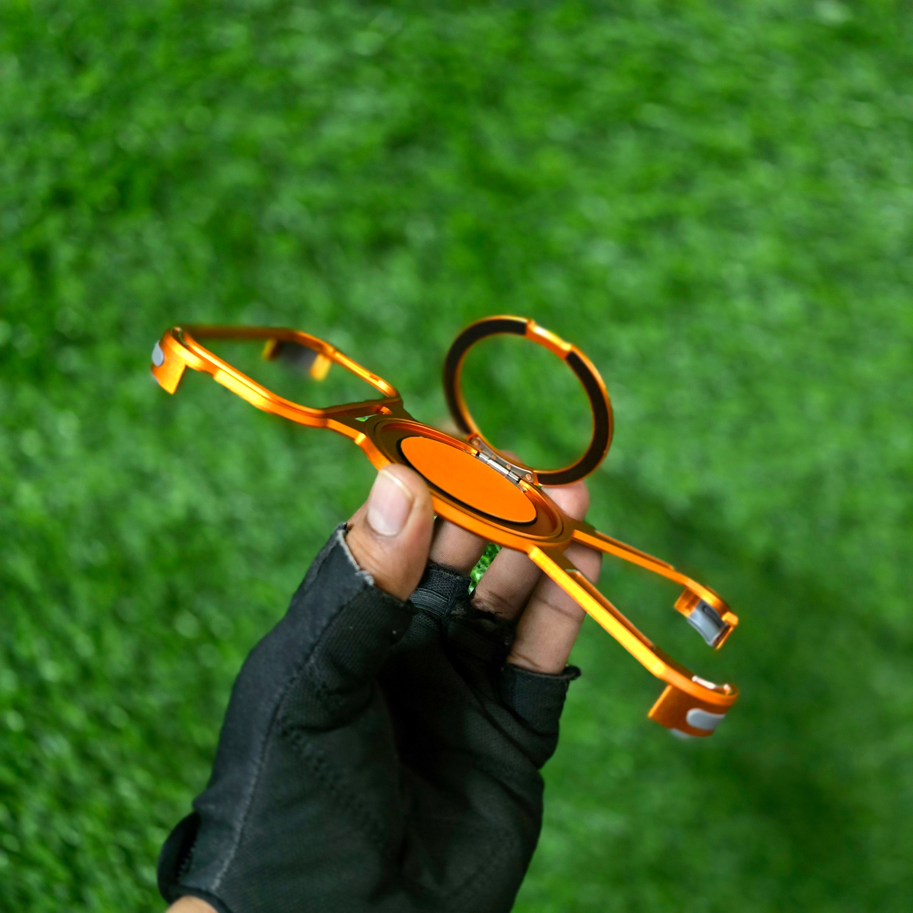 iPhone 17 Pro Max Metal X-Shape Frameless Bumper Case 360° Rotatable Stand with Magsafe - Orange